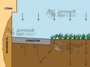 Рис.5 - Из-за герметичной бетонной отмостки земля под ней может быть постоянно влажной, что создает угрозу для стен дома.