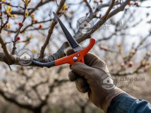 Обрезка молодой яблони секатором